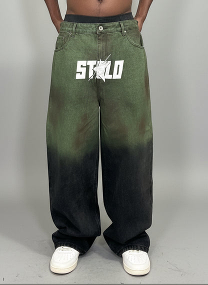 Stolo Clothing Co STARCHILD Aurora Baggy Unisex Faded Green Denim Jeans