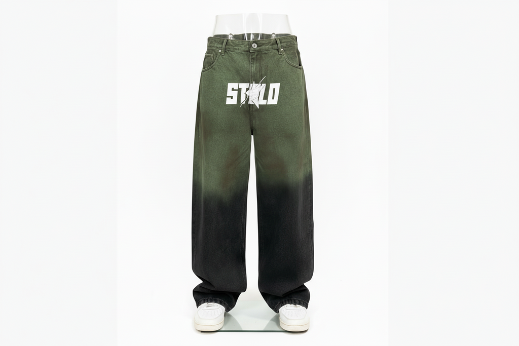 Stolo Clothing Co STARCHILD Aurora Baggy Unisex Faded Green Denim Jeans