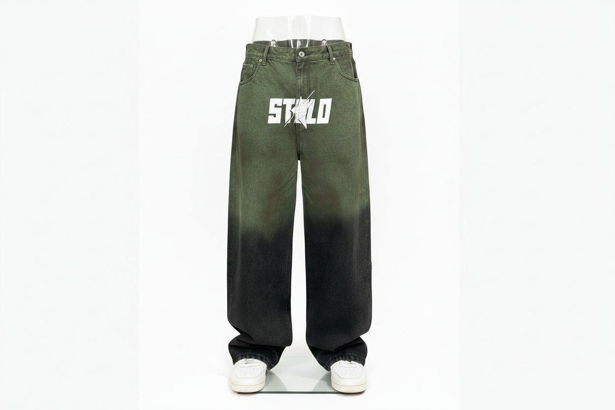 Stolo Clothing Co STARCHILD Aurora Baggy Unisex Faded Green Denim Jeans