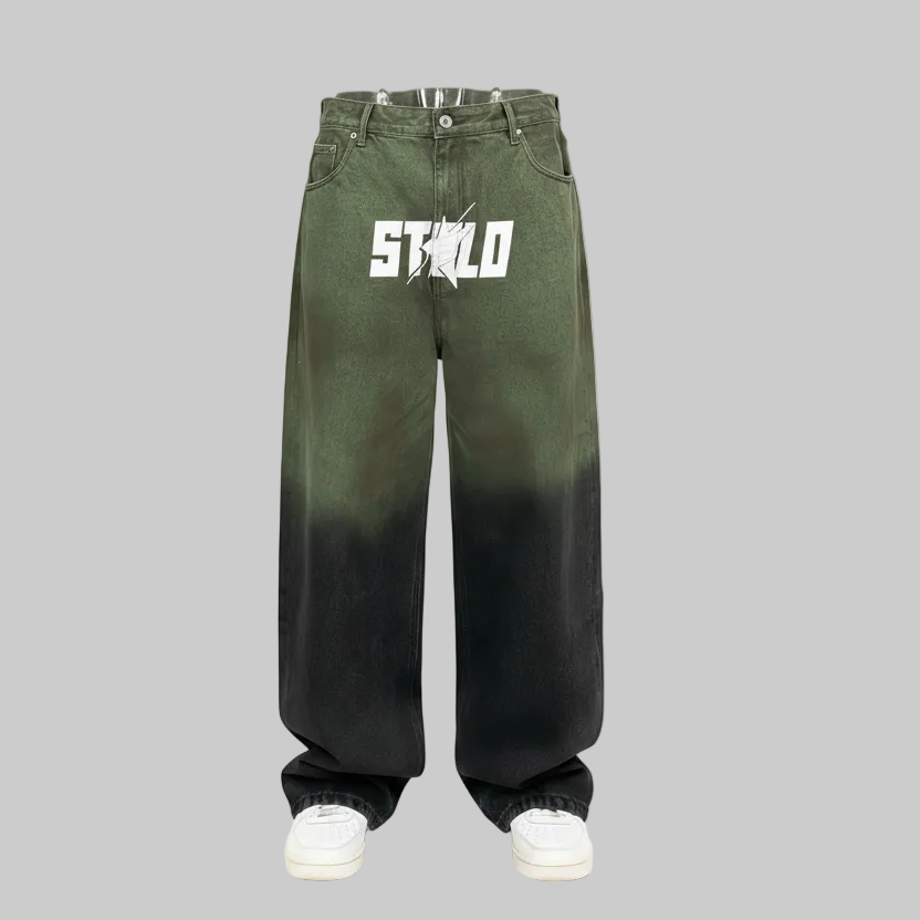 Stolo Clothing Co STARCHILD Aurora Baggy Unisex Faded Green Denim Jeans