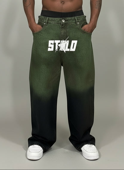Stolo Clothing Co STARCHILD Aurora Baggy Unisex Faded Green Denim Jeans