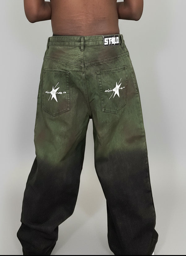 Stolo Clothing Co STARCHILD Aurora Baggy Unisex Faded Green Denim Jeans