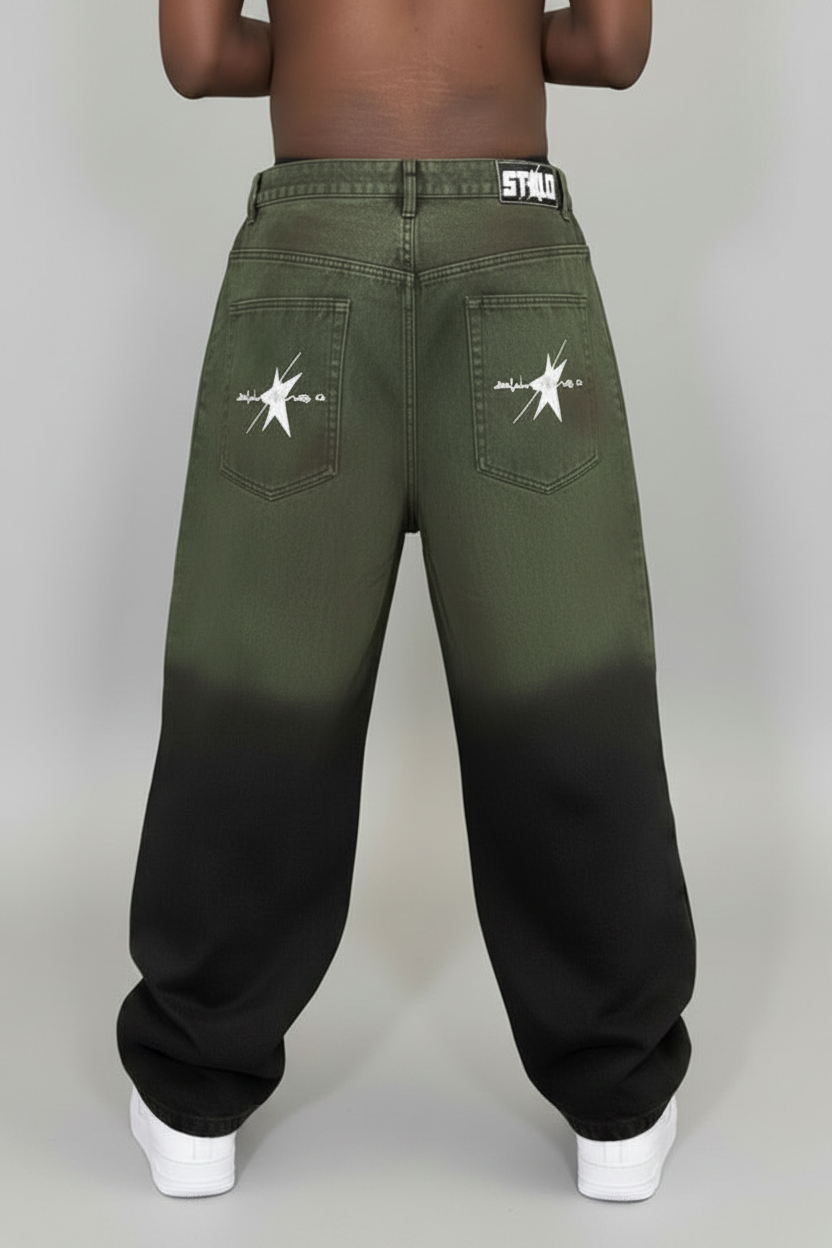 Stolo Clothing Co STARCHILD Aurora Baggy Unisex Faded Green Denim Jeans