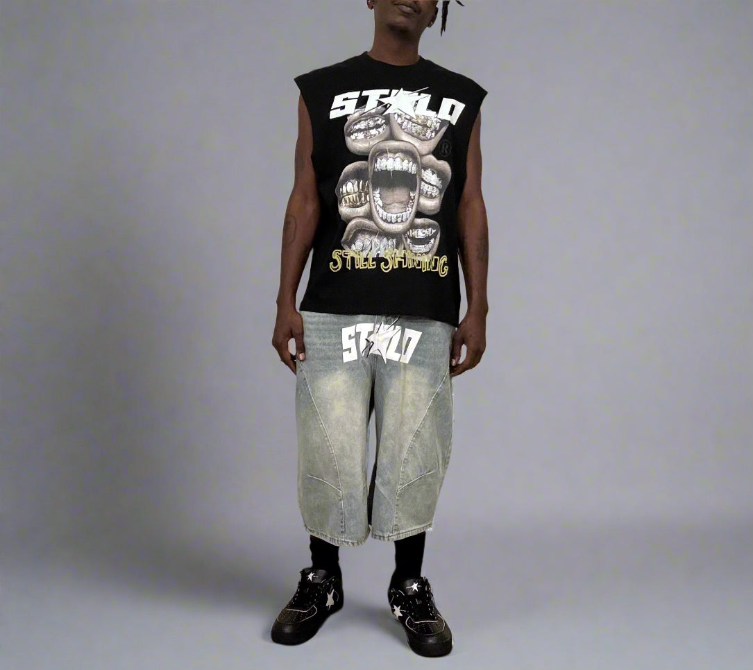 Stolo Clothing Co STILL SHINNING Raw Edge Cotton Tank Top Tee