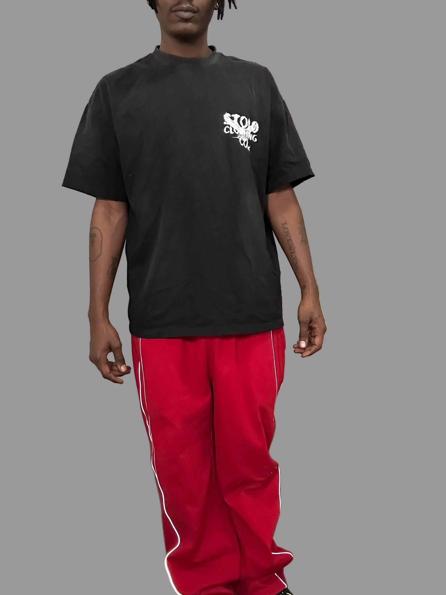 Stolo Clothing Co Birdies Minimalistic Hand-Frayed Sunfaded Tee [ BLACK , PINK & BLUE ]