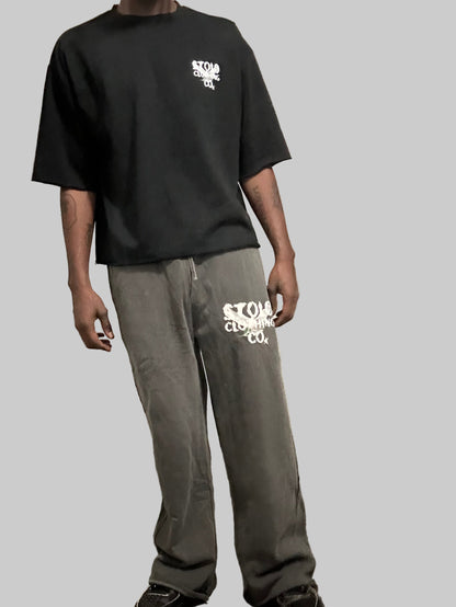 Stolo Clothing Co Birdies Minimalistic Boxy Frayed-Sleeve Raw-Edge Tee