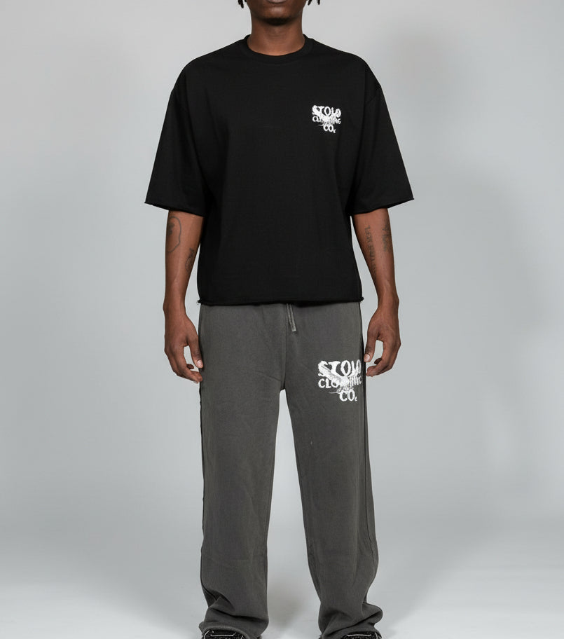 Stolo Clothing Co Birdies Minimalistic Boxy Frayed-Sleeve Raw-Edge Tee