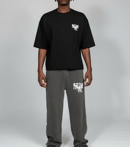 Stolo Clothing Co Birdies Minimalistic Boxy Frayed-Sleeve Raw-Edge Tee