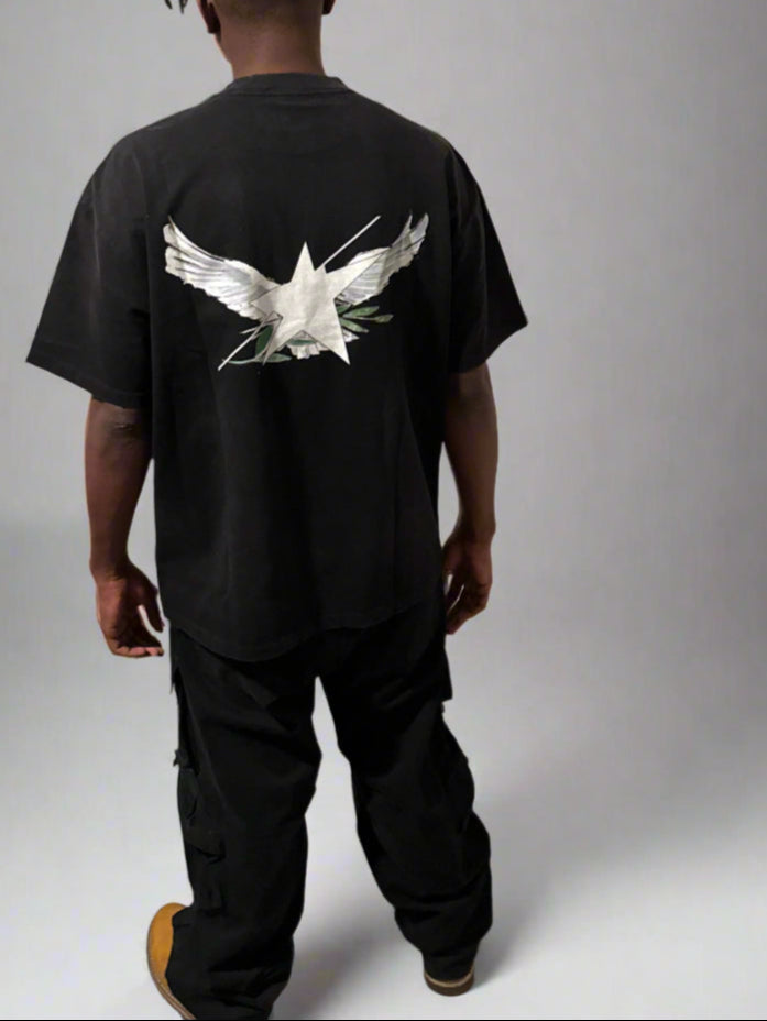 Stolo Clothing Co Birdies Minimalistic Hand-Frayed Sunfaded Tee [ BLACK , PINK & BLUE ]