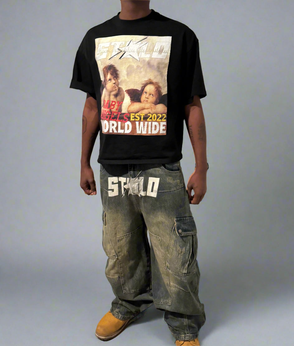 Stolo Clothing Co STARCHILD  Vintage Washed Baggy Cargo Jeans