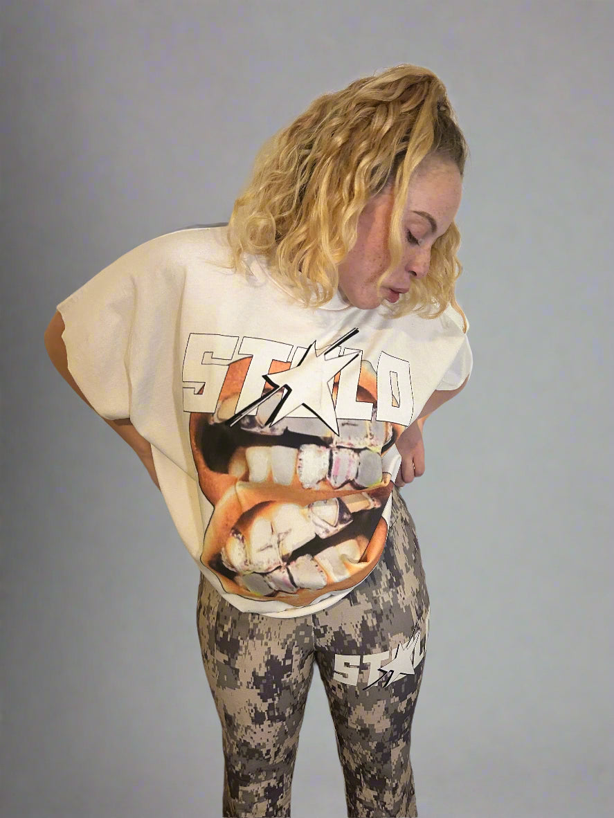 Stolo Clothing Co DOUBLE SMILE Raw Edge Boxy Non-Shrink Tank Top Tee