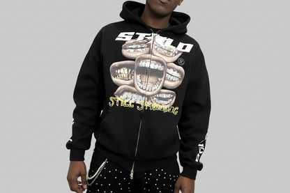 Limited Edition Stolo Clothing Co Still Shining x World Wide Cropped Double-Zip Up Hoodie