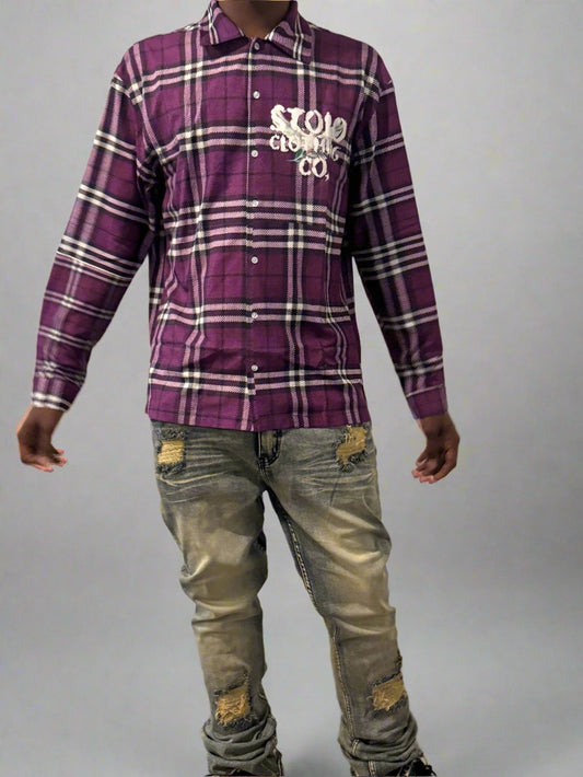 Stolo Clothing Co Birdies Purple Flannel Long Sleeve Shirt