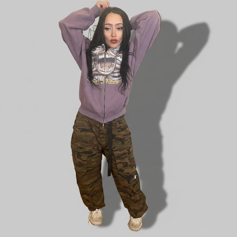 Limited Edition Stolo Clothing Co Still Shining x World Wide Cropped Double-Zip Up Hoodie