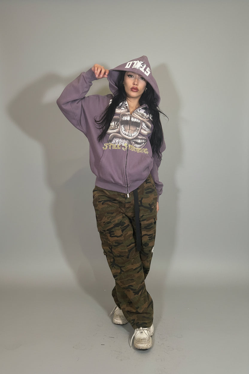 Limited Edition Stolo Clothing Co Still Shining x World Wide Cropped Double-Zip Up Hoodie