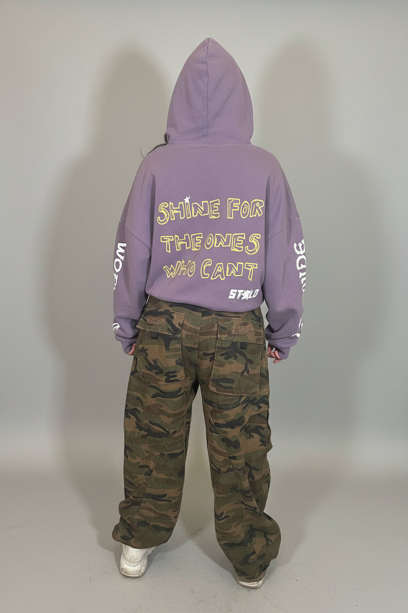 Stolo Clothing Co Essential Unisex Camouflage Distressed Baggy Cargo Pants w/ Belt