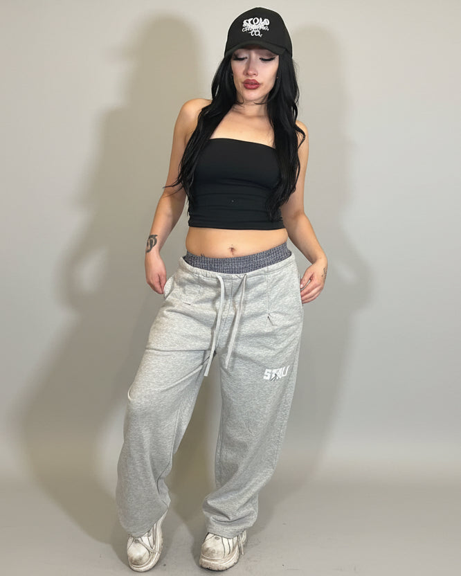 Stolo Clothing Co STARCHILD Double Waist Band Baggy Sweatpants With Plaid Boxers