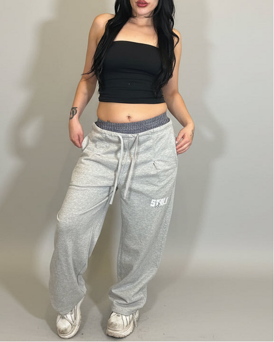 Stolo Clothing Co STARCHILD Double Waist Band Baggy Sweatpants With Plaid Boxers
