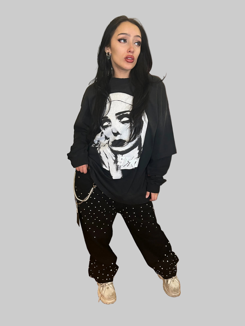 Stolo Clothing Co EVIL NUN Sun Faded Hand-Frayed Double Layered Tee