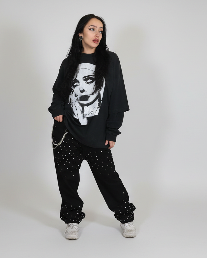 Stolo Clothing Co Essential Rhinestone-Embellished Unisex Straight-Leg Jeans