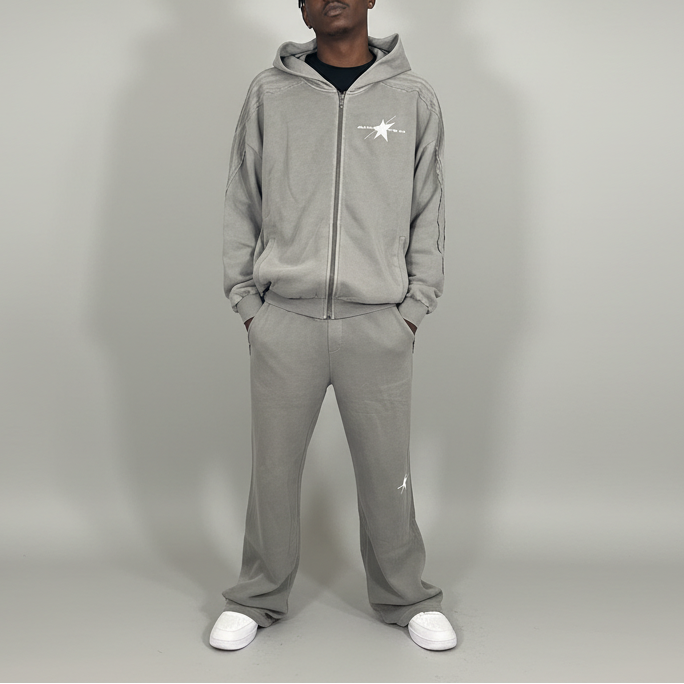 Stolo Clothing Co PROJECT O8 Snow Washed Tape Raw Edge Zip Hoodie