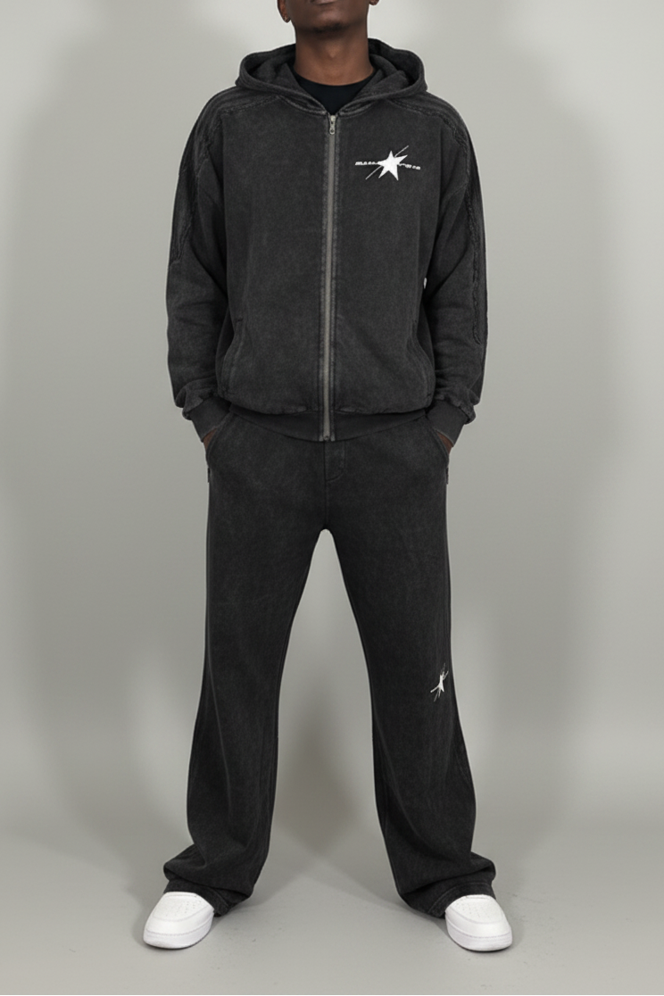 Stolo Clothing Co PROJECT 08 Snow Washed Tape Raw Edge Sweatpants