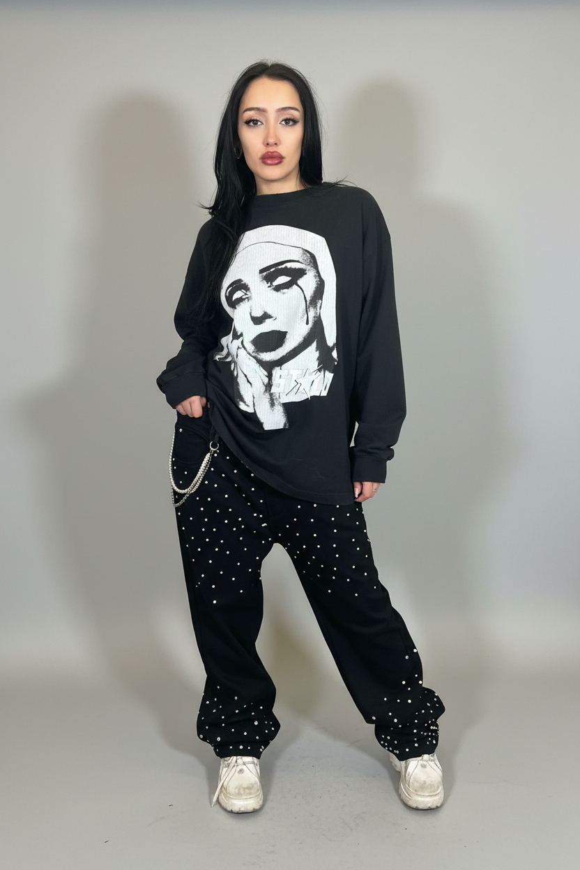 Stolo Clothing Co Essential Rhinestone-Embellished Unisex Straight-Leg Jeans