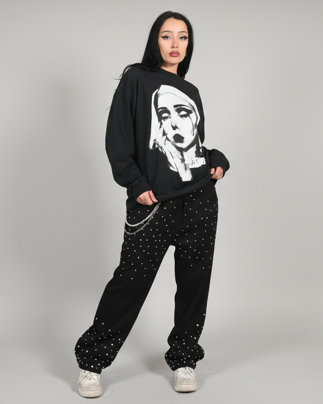 Stolo Clothing Co EVIL NUN Sun Faded Hand-Frayed Double Layered Tee