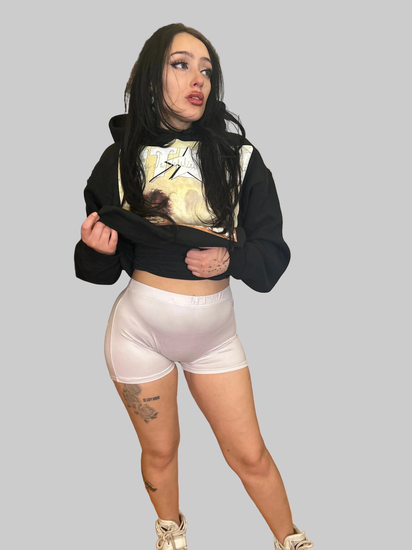 Stolo Clothing Co STARCHILD Back Print High-Waisted Shorts [GREY]