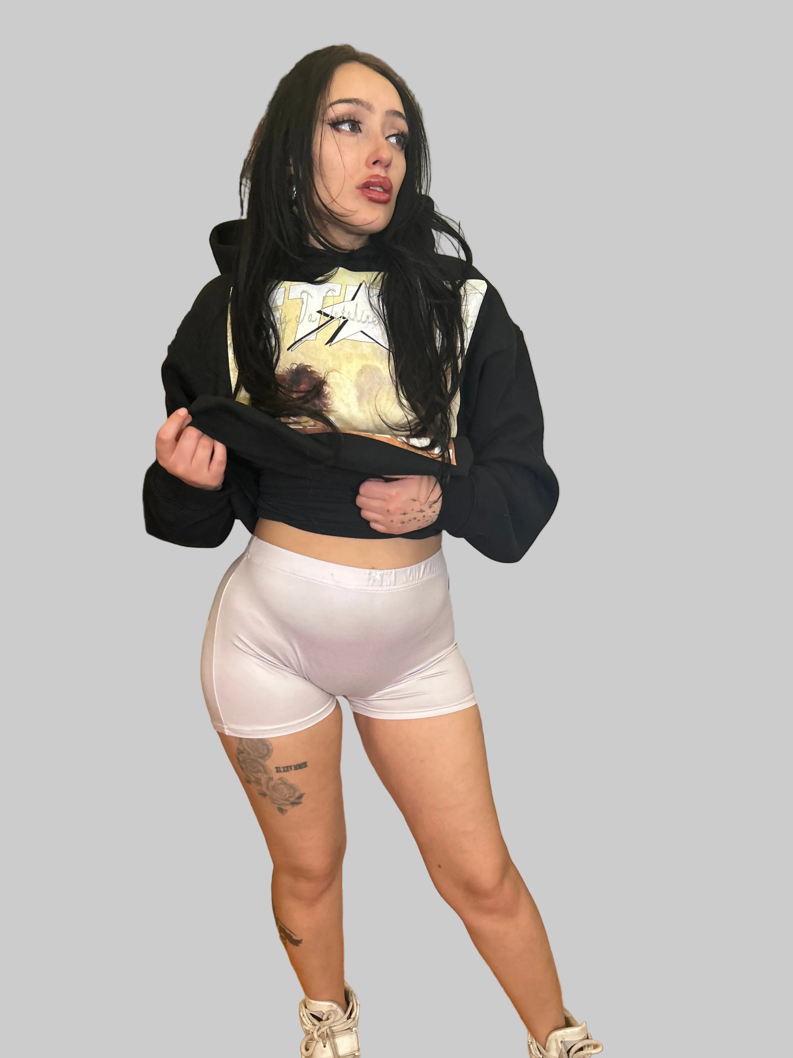 Stolo Clothing Co STARCHILD Back Print High-Waisted Shorts [GREY]