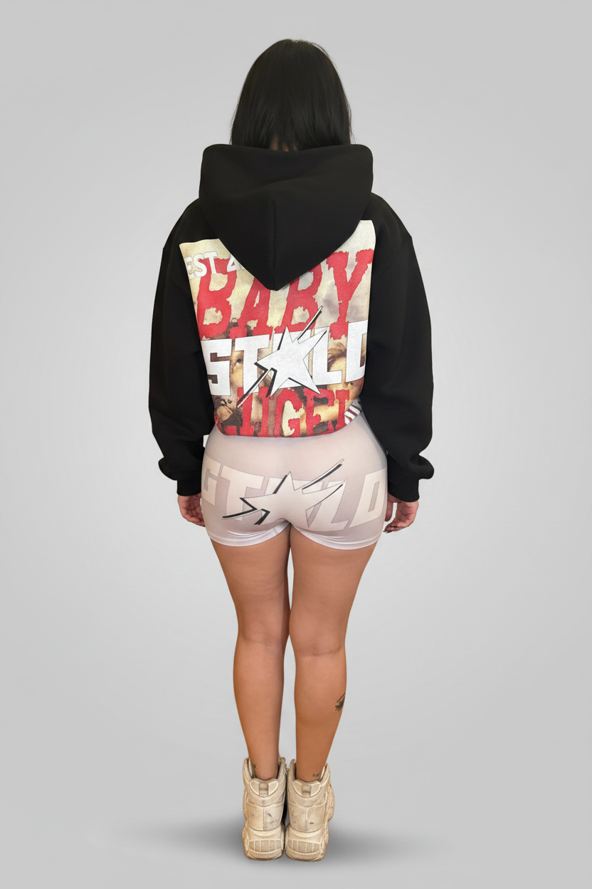 Stolo Clothing Co STARCHILD Back Print High-Waisted Shorts [GREY]