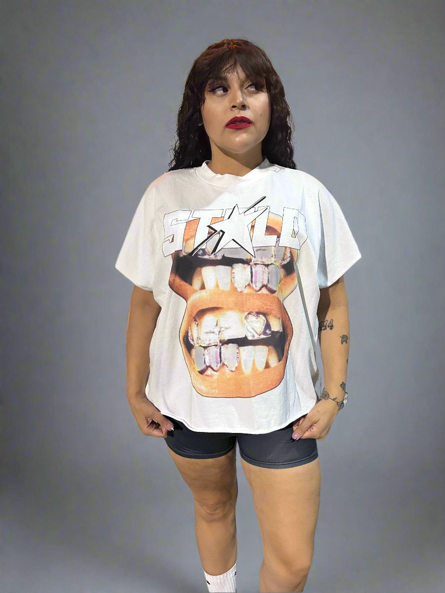 Stolo Clothing Co DOUBLE SMILE Raw Edge Boxy Non-Shrink Tank Top Tee