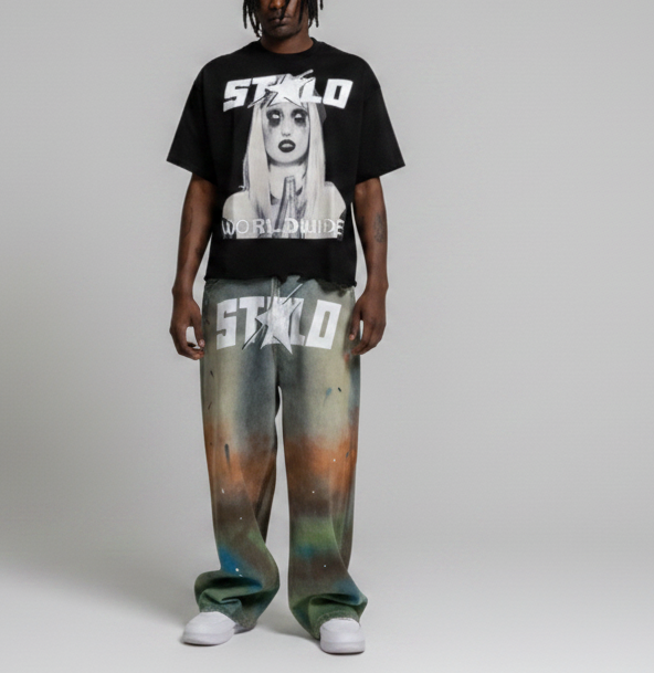 Stolo Clothing Co PREYING NUN Vintage Wash Boxy Distressed Hem Tee (270GSM)