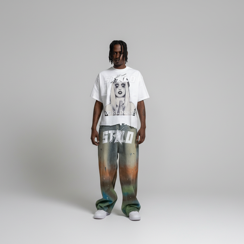 Stolo Clothing Co PREYING NUN Vintage Wash Boxy Distressed Hem Tee
