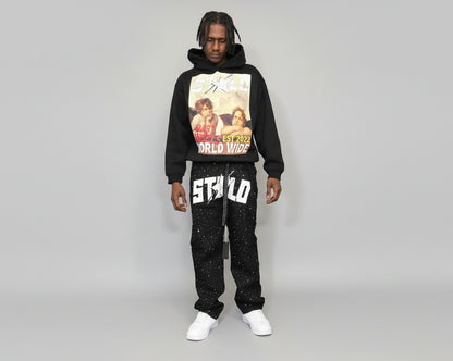 Stolo Clothing Co STARCHILD Unisex Full Rhinestone Loose Fit Straight Denim Jeans