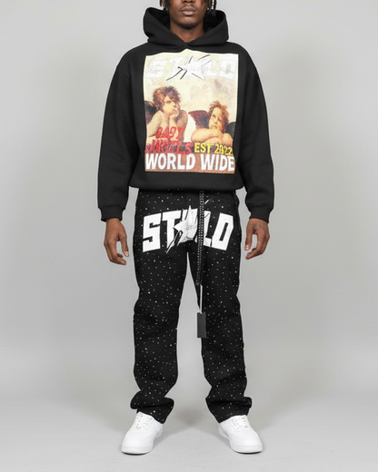 Stolo Clothing Co STARCHILD Unisex Full Rhinestone Loose Fit Straight Denim Jeans