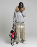 Stolo Clothing Co LOGO Grey Detectable Fur Double Zip-Up Hoodie（400GSM)