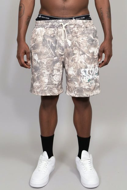 Stolo Clothing Co Birdies Tree Print Camo French Terry Cotton Shorts