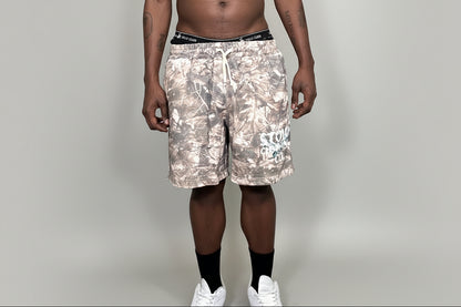 Stolo Clothing Co Birdies Tree Print Camo French Terry Cotton Shorts