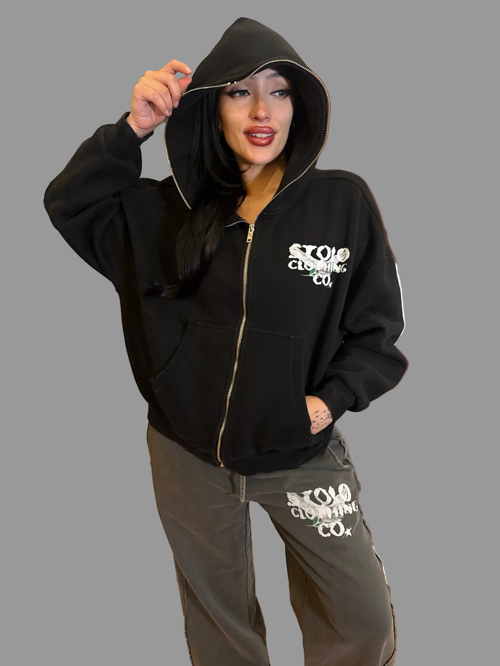 Stolo Clothing Co Birdies Fleece Full Zip-Up Boxy Hoodie