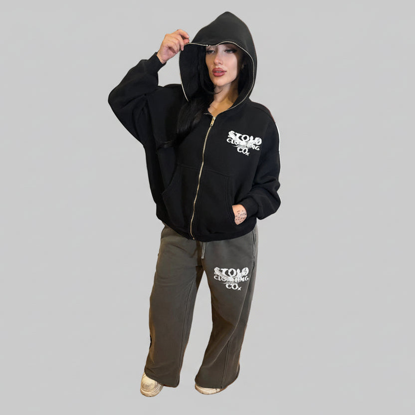 Stolo Clothing Co Birdies Fleece Full Zip-Up Boxy Hoodie