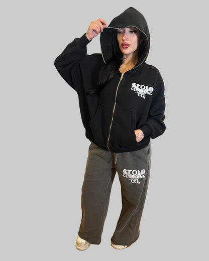 Stolo Clothing Co Birdies Fleece Full Zip-Up Boxy Hoodie