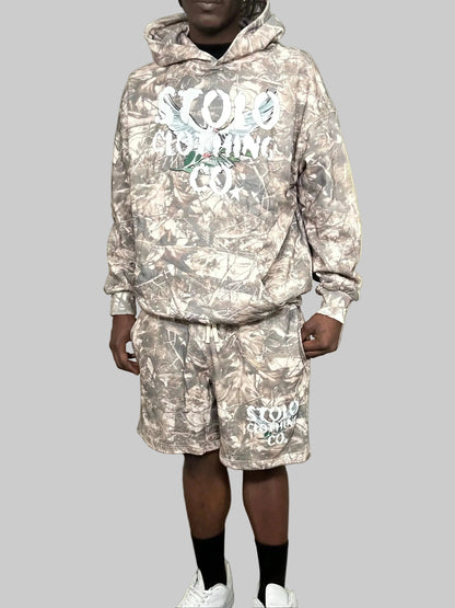 Stolo Clothing Co Birdies Tree Print Camo French Terry Cotton Shorts