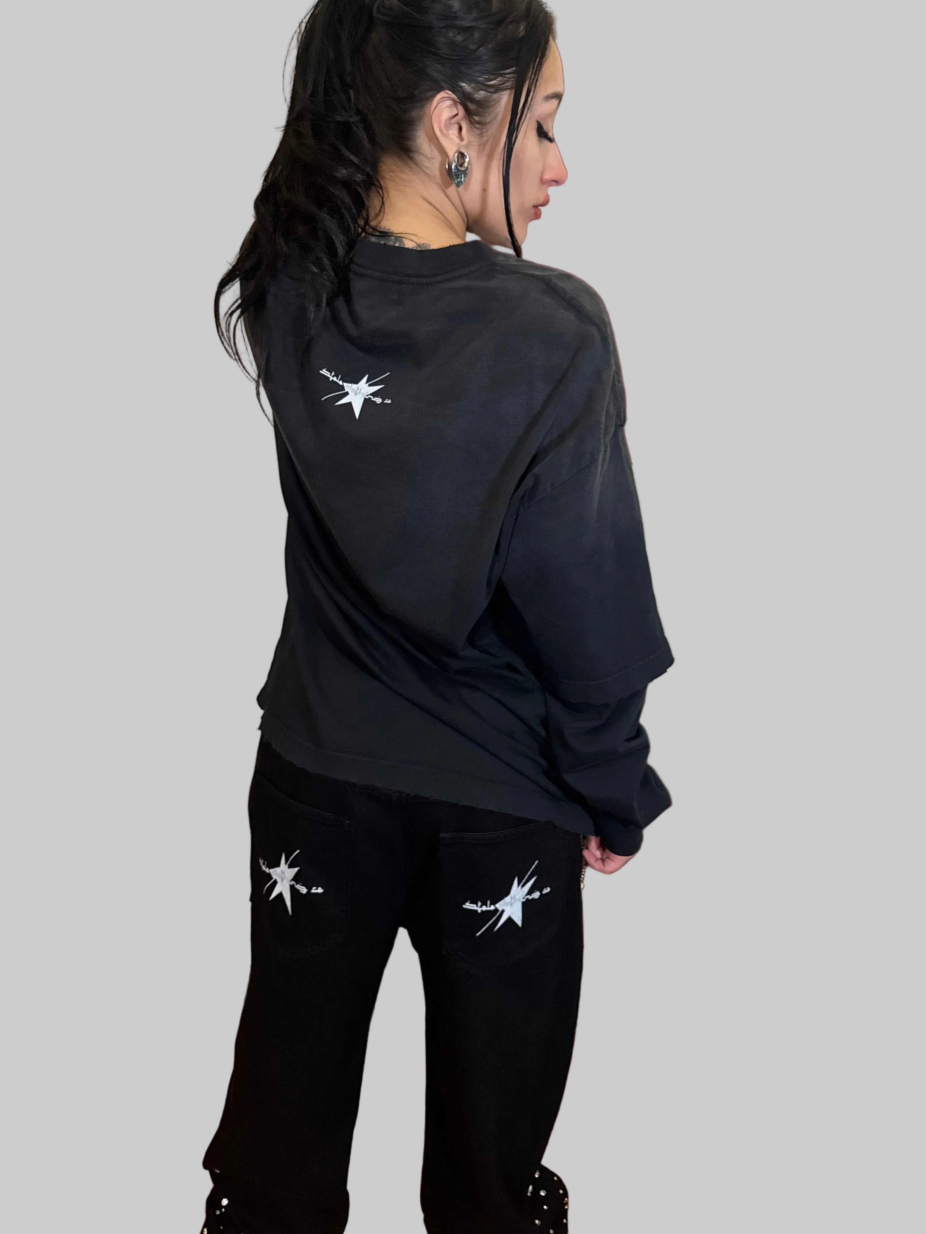 Stolo Clothing Co Essential Rhinestone-Embellished Unisex Straight-Leg Jeans w/ Wallet Chain