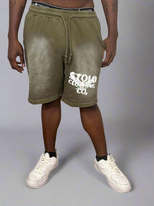 Stolo Clothing Co Birdies Rectangle Patch Monkey Washed Shorts