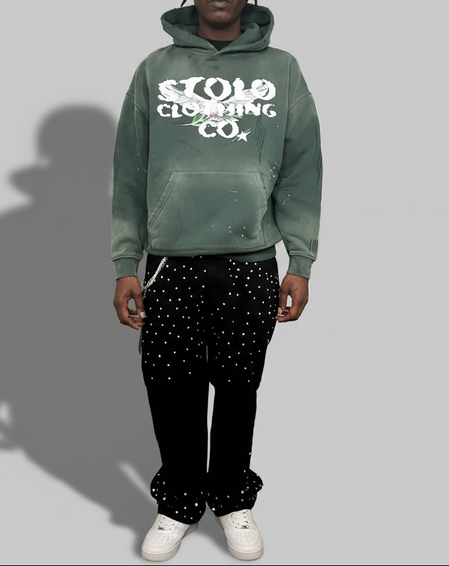 Limited Edition Stolo Clothing Co Birdies Vintage Washed Frayed Fleece Hoodie