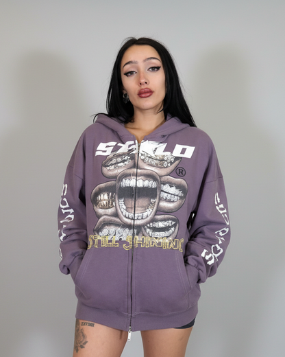Limited Edition Stolo Clothing Co Still Shining x World Wide Cropped Double-Zip Up Hoodie
