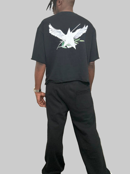 Stolo Clothing Co Birdies Minimalistic Boxy Frayed-Sleeve Raw-Edge Tee
