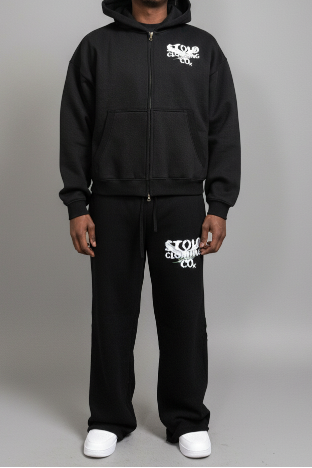 Stolo Clothing Co Birdies Classic Oversized Fleece Boxy Double Zip Up Hoodie