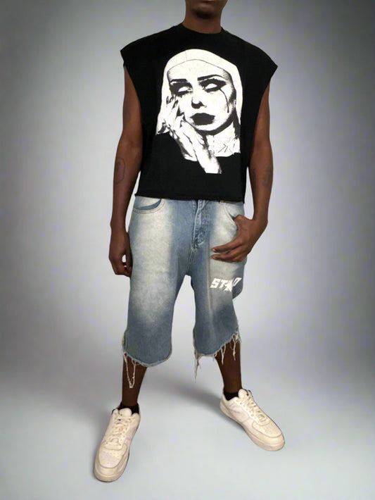 Stolo Clothing Co EVIL NUN French Terry Boxy Tank Top Tee